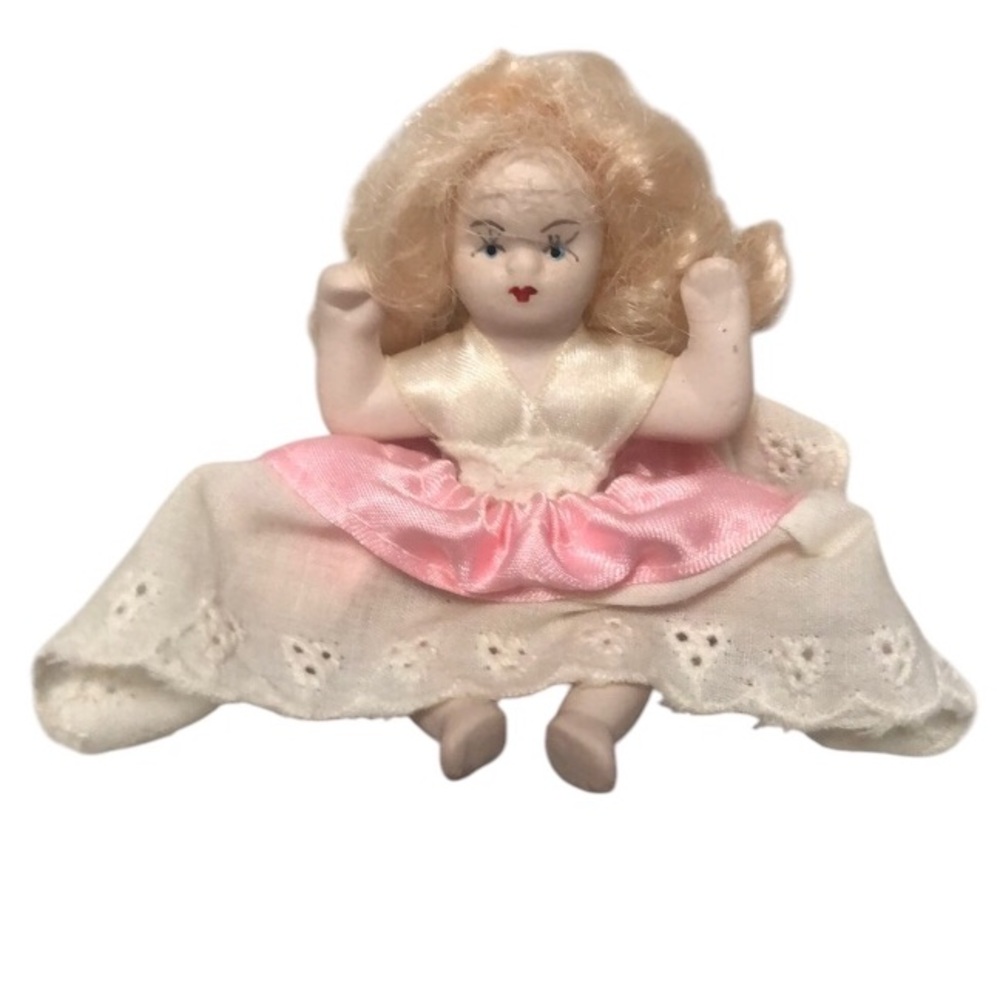 Vintage 3” Girl Porcelain Doll